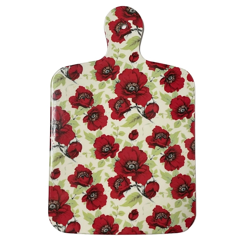 Home Essentials Melamine Paddle Style Serving Cutting Board Poppies Print